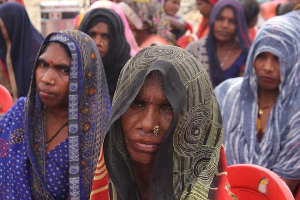 Women beneficiaries at a BJP rally